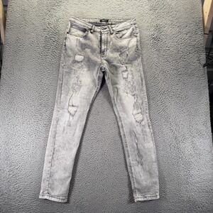 Novamen Jeans Mens 32x32 Gray Cotton Denim Skinny Faded Workwear Travel Stretch